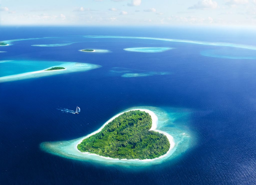 Het uitzicht over de Malediven