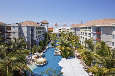 Overzicht shot van fijn hotel in Sanur