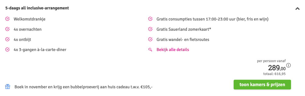 5 dagen all inclusive sauerland